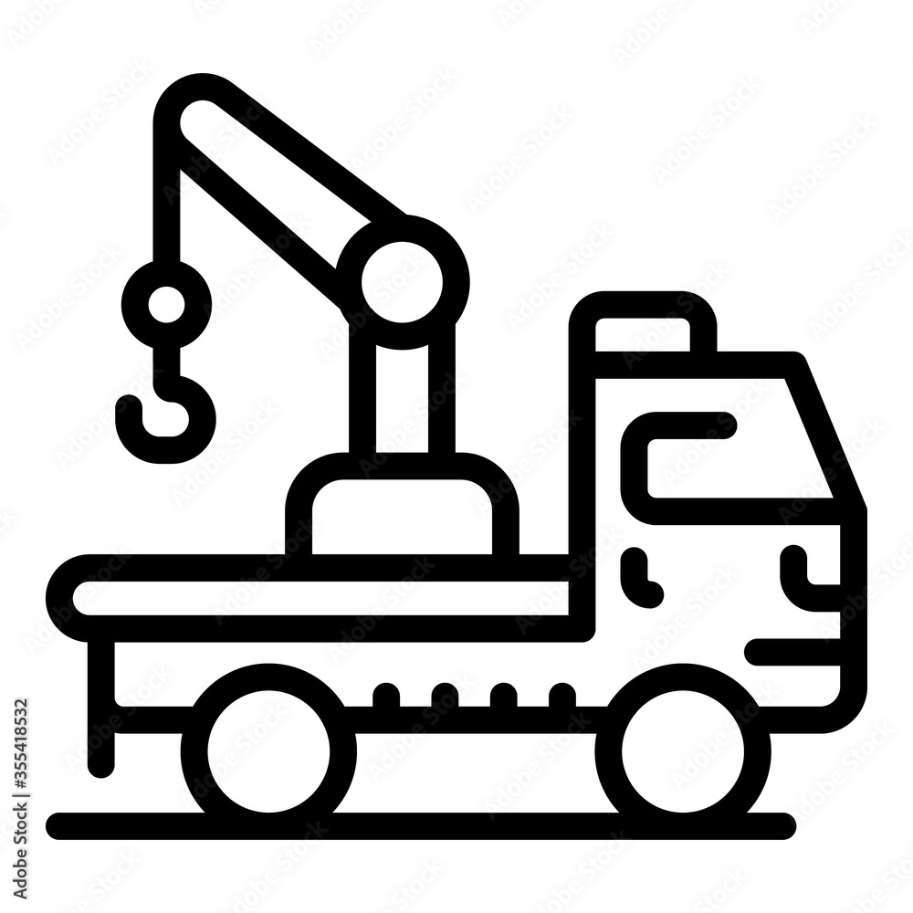 Tow truck icon. Outline tow truck vector icon for web design isolated on white background Tow truck icon. Outline tow truck vector icon for web design isolated on white background