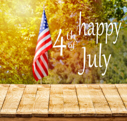 Inscription Happy 4th of July with USA flag. National day.