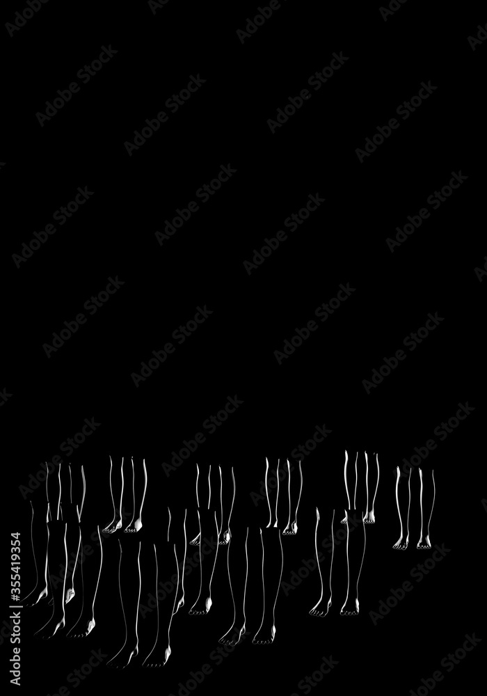 3d rendering. 3d illustration . Human parts with black background . legs 3d rendering. 3d illustration . Human parts with black background . legs