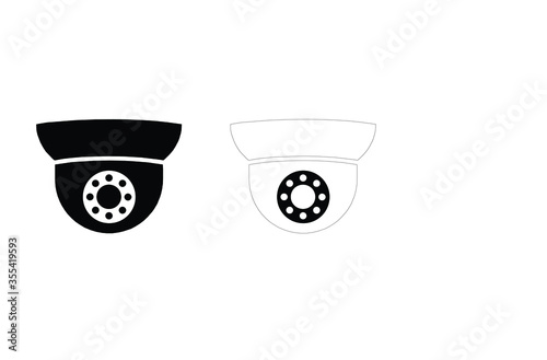 cctv black white dome for isolated icons on white cctv in digital technology for safety Vector technology app symbol illustration