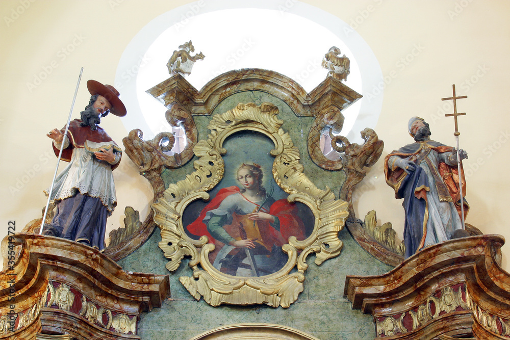 St. Catherine of Alexandria, altarpiece on the altar of St. Joseph in the parish church of St. Francis Xavier in Vugrovec, Croatia