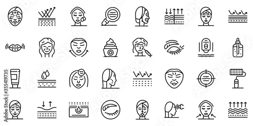 Wrinkles icons set. Outline set of wrinkles vector icons for web design isolated on white background