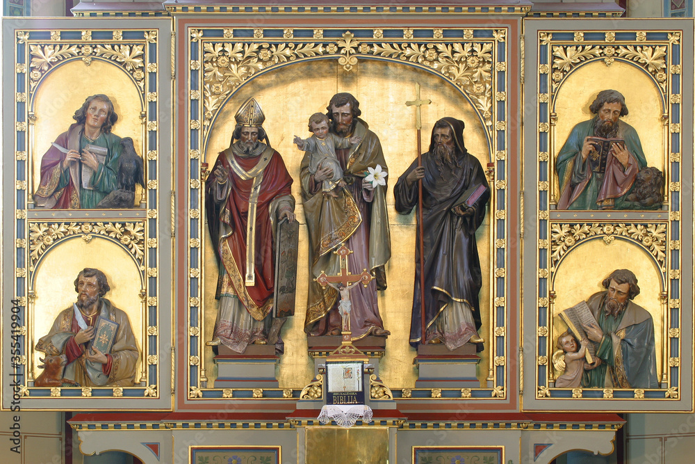 High altar in the parish church of Saint Joseph in Slatina, Croatia