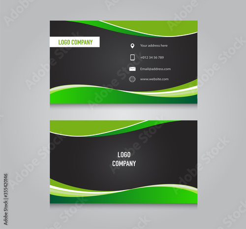 Modern business namecard black and green color design vector template.
