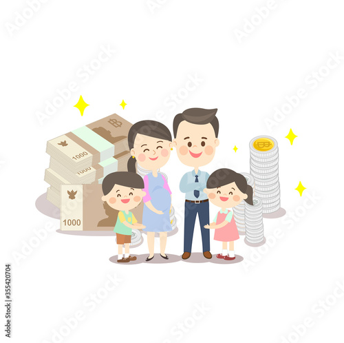 Happy Famil and Money 