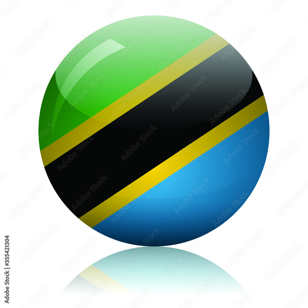 Tanzania's flag glass button vector illustration
