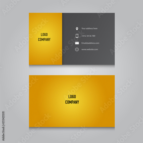 Modern business namecard yellow and black color design template, vector illustration.