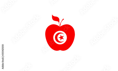 Tunisia apple flag national symbol vector illustration