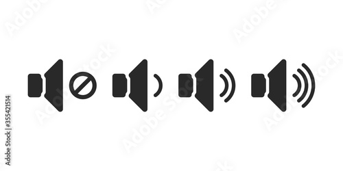 Sound volume up, down or mute control sign, icon, symbol. Vector illustration