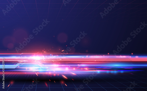 Abstract red and blue lights speed background