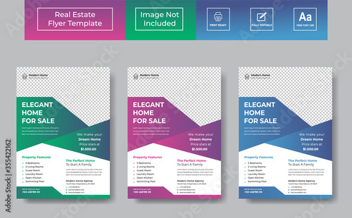 Real estate Flyer design Corporate business brochure or flyer design. Leaflet presentation. Teal Flyer with abstract circle, round shapes background. Modern poster magazine, A4