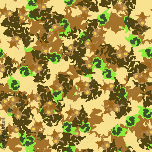 UFO camouflage of various shades of yellow  brown and green colors