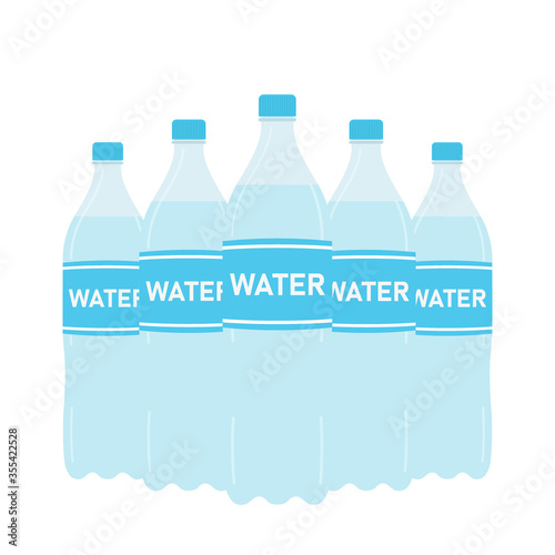 Bottle of clean water in plastic packaging. Natural drink. Refreshing mineral carbonated drink. Vector flat design illustration