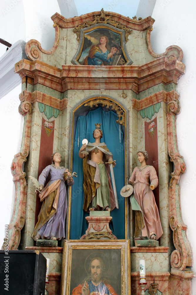 Altar of Saint Barbara at Our Lady of Sorrows Chapel in Prepolno, Croatia