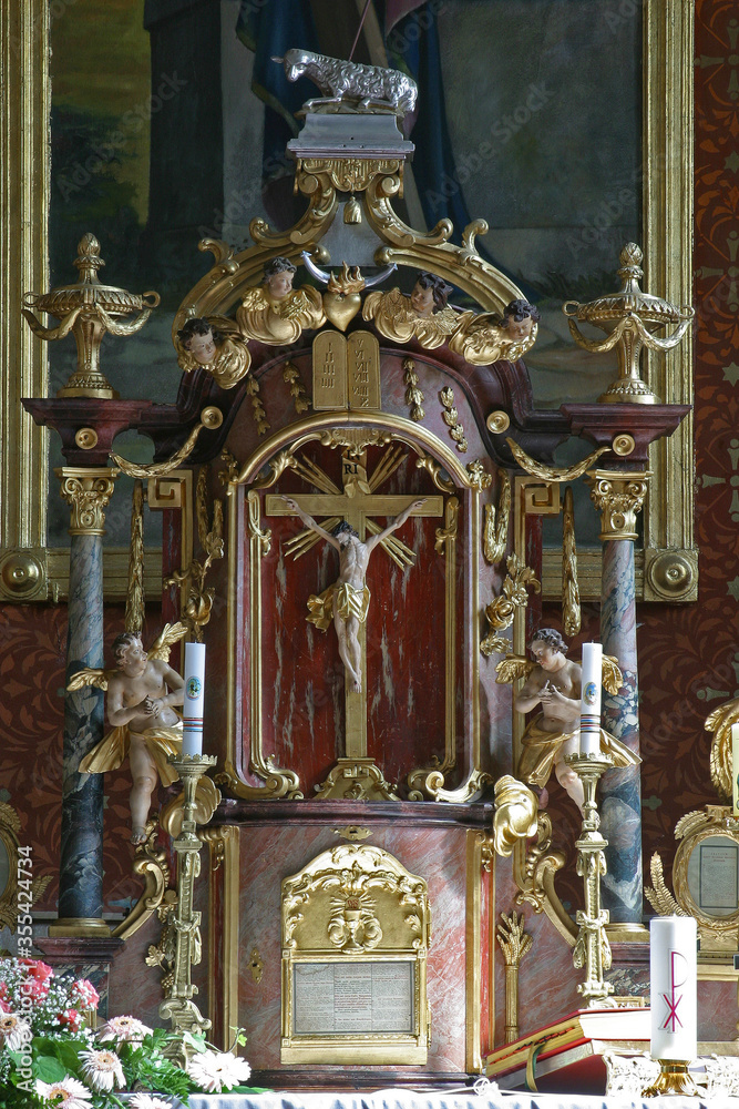 Main altar in the parish church of Helena in Zabok, Croatia
