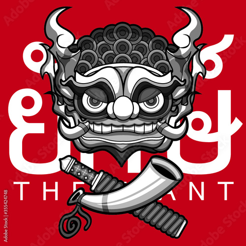 Thai Giant face on red background. titan asia.