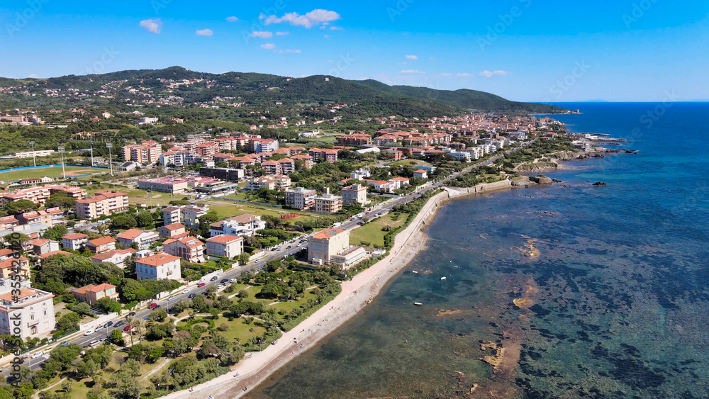 Fototapeta premium Amazing aerial view of Livorno coastline, Tuscany