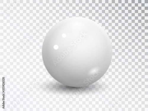 White sphere isolated on transparent background. Realistic White ball, ound shape, geometric simple, figure circle. Mock up of clean round the realistic object, orb icon