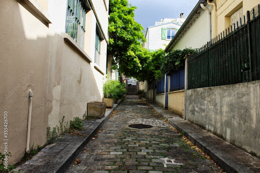 narrow street in the old town of paris