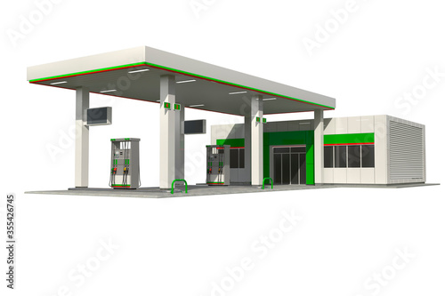 3d render of a modern buildind gas station green 1 photo