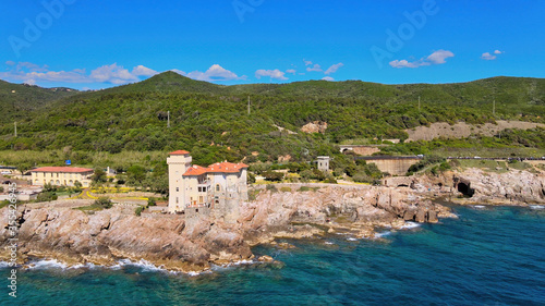 Amazing aerial view of Livorno coastline, Tuscany photo