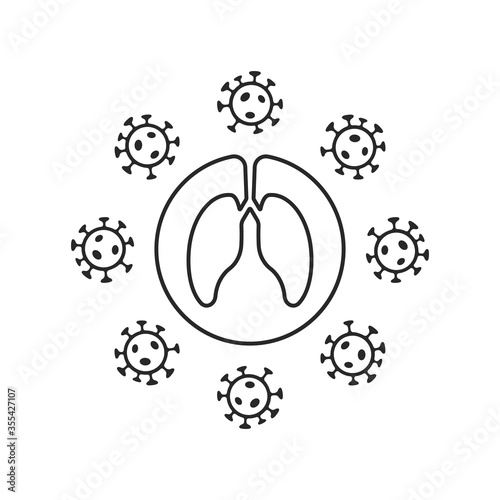 outline coronavirus attacks lungs icon