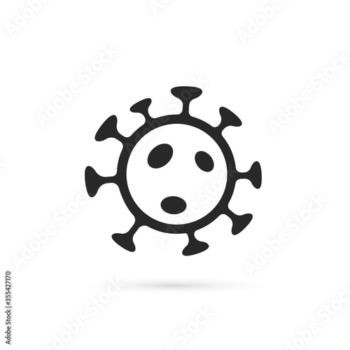 black coronavirus icon with shadow