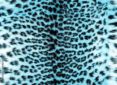 Seamless pastel blue realistic leopard fur pattern 