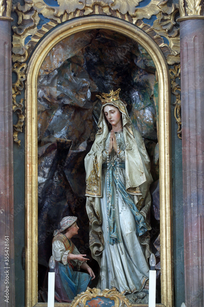 Our Lady of Lourdes altar at Saint Catherine of Alexandria Church in Krapina, Croatia
