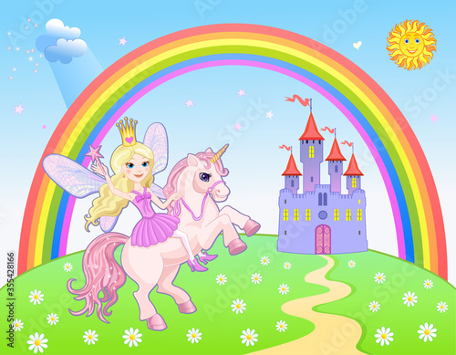 Castel and Rainbow Fairy and Unicorn