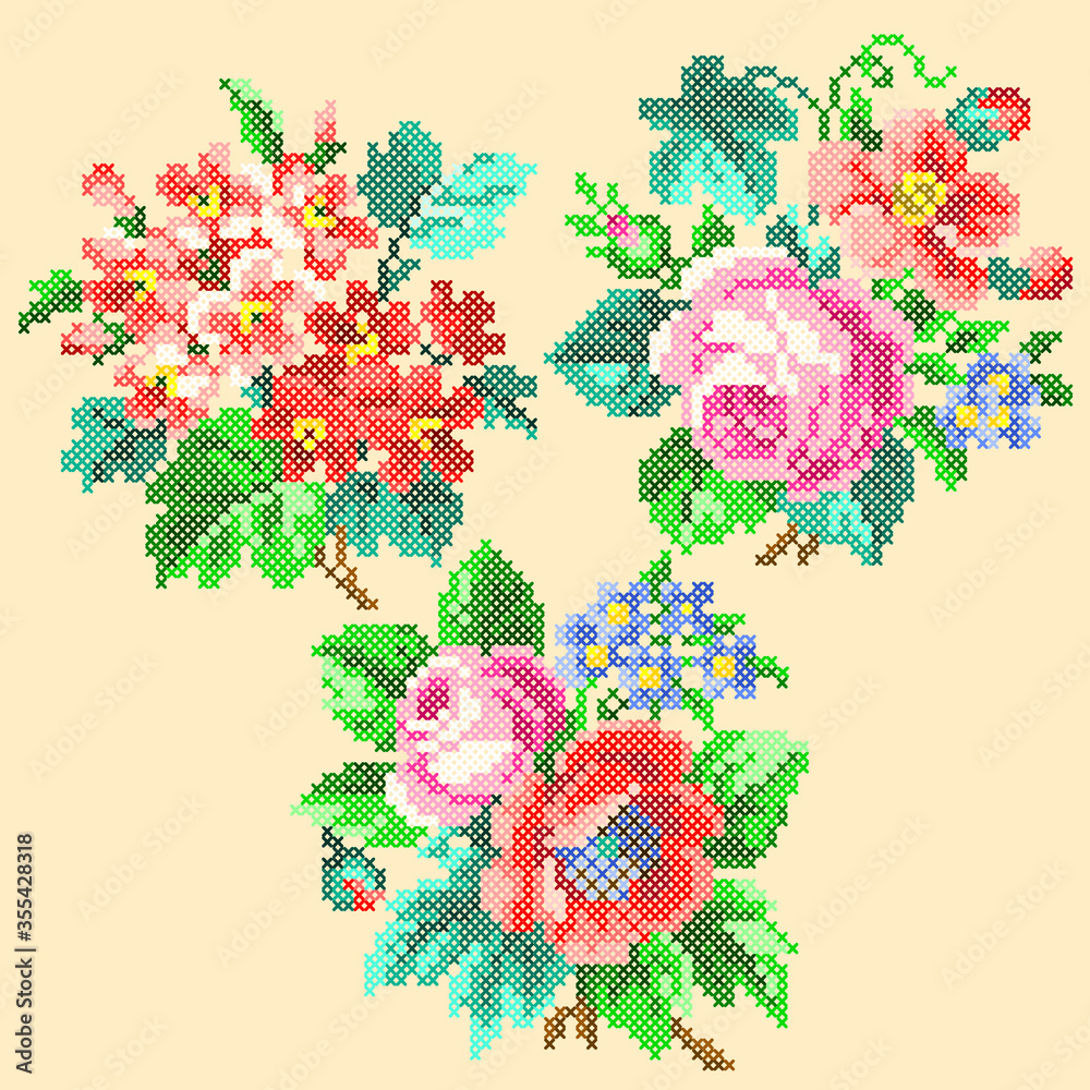 cross stitch flowers