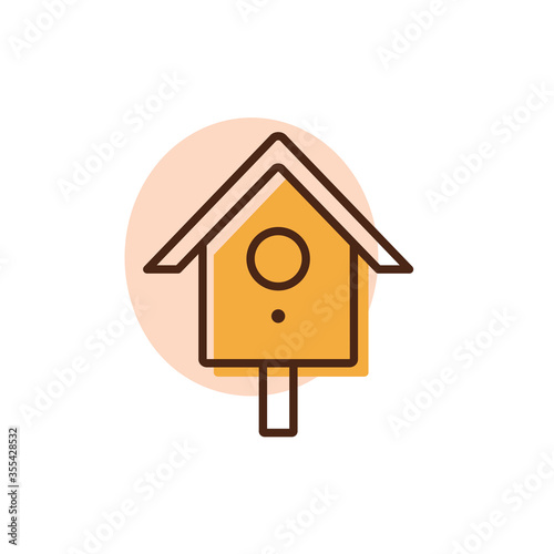Nesting box or birds house vector icon