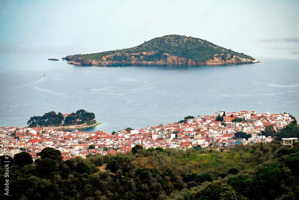 Greece, Skiathos island, view of Skiathos town.