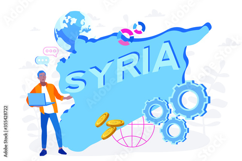 Syria map  with people , Vector illustration for web banner, infographics, mobile. 