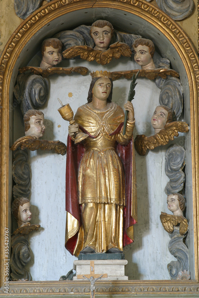 The altar of St. Barbara in the parish church of St. Anthony the Hermit in Slavetic, Croatia