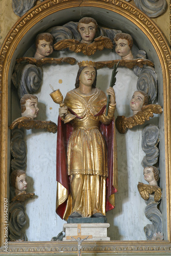 The altar of St. Barbara in the parish church of St. Anthony the Hermit in Slavetic, Croatia