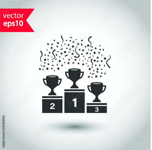 Cup vector icon. First place cup flat sign design. Reward victory cup symbol. Goblet icon. Ceremony contest cup icon. EPS 10 flat symbol pictogram.