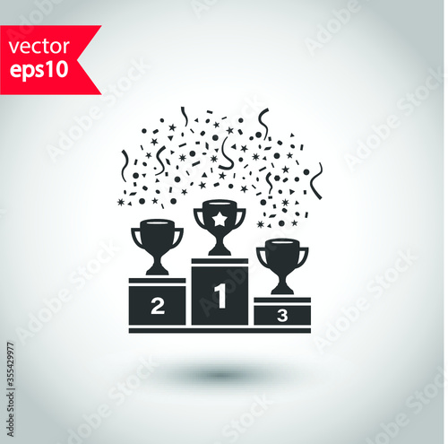 Cup vector icon. First place cup flat sign design. Reward victory cup symbol. Goblet icon. Ceremony contest cup icon. EPS 10 flat symbol pictogram.