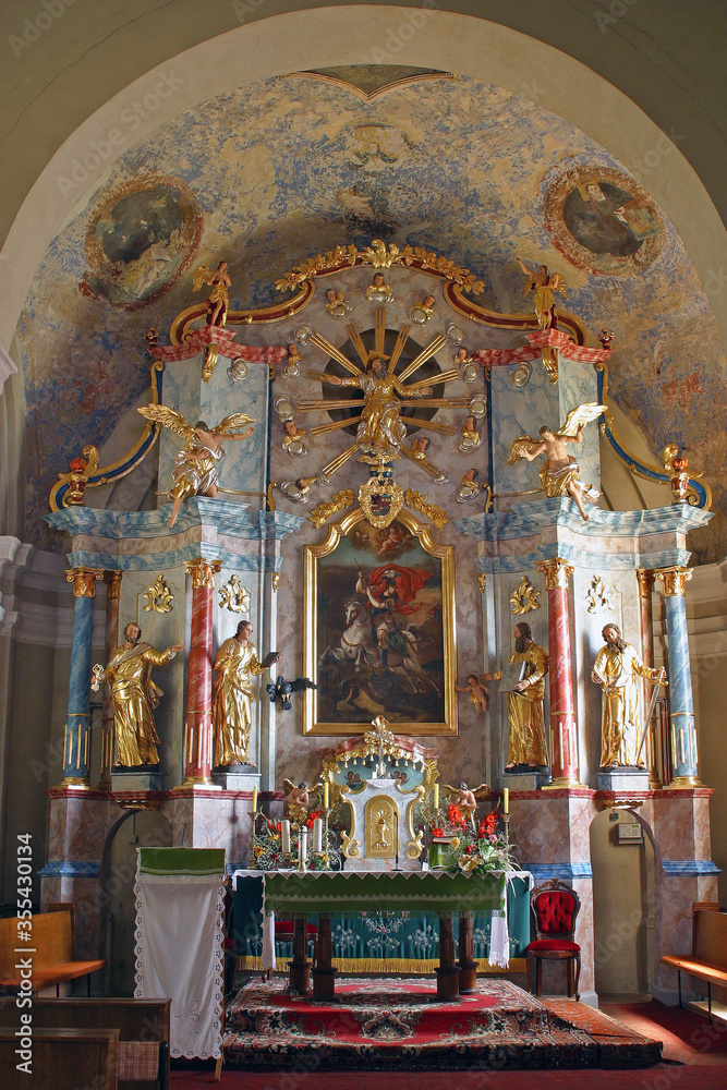 High altar in the parish church of Saint George in Plesivica, Croatia