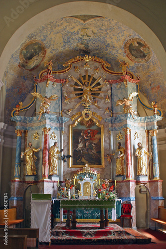 High altar in the parish church of Saint George in Plesivica, Croatia
