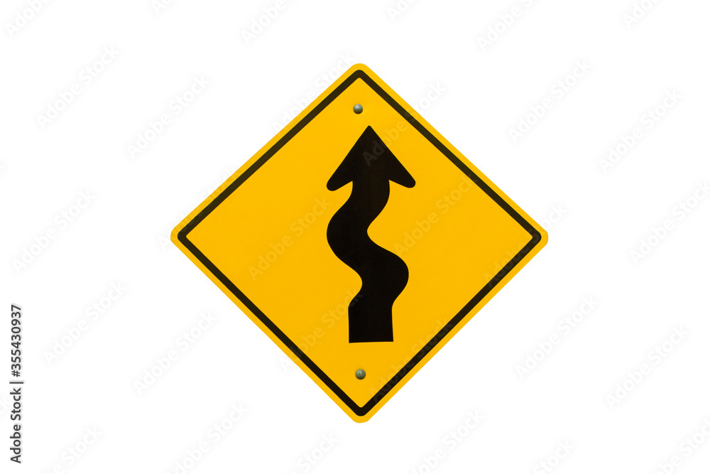 Curve road warning sign isolated on white background. Curve road warning sign isolated on white background.