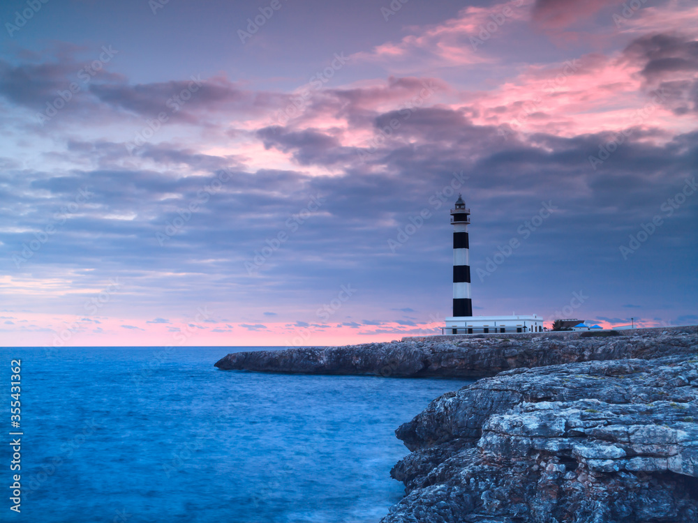 Lighthouse at dusk in Menorca