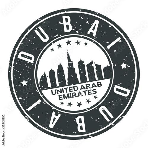 Dubai United Arab Emirates Stamp Logo Icon Symbol Design Skyline City