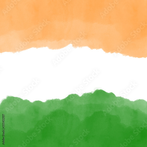 Happy Indian Independence Day celebration - 15th August. Creative watercolor background. Hand drawn watercolor flag. Template for design, card, brochure, banner, flyer. photo