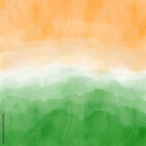 Happy Indian Independence Day celebration - 15th August. Creative watercolor background. Hand drawn watercolor flag. Template for design, card, brochure, banner, flyer. photo