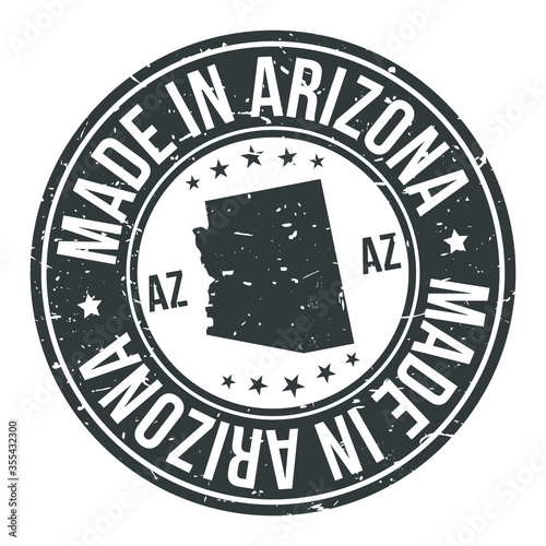 Made in Arizona USA Quality Original Stamp Design Vector Art Tourism Souvenir Round