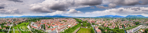 Amazing aerial view of Lucca, famous town of Tuscany