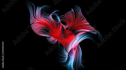 Abstract color lines on black background. Beautiful abstract background with colorful lines. 3D rendering