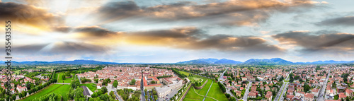 Amazing aerial view of Lucca, famous town of Tuscany