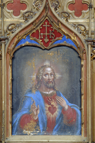 Sacred Heart of Jesus, altar of St. Florian in the parish church of Saint Anthony of Padua in Bukevje, Croatia